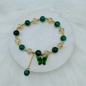 Green Butterfly Beaded Bracelet